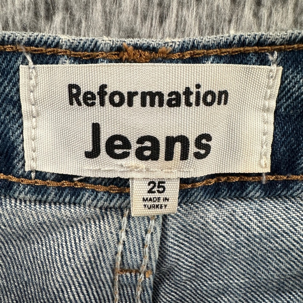 Reformation Jeans Womens 25 Cynthia High Rise Straight‎ Floral Embroidery Blue - Picture 5 of 16